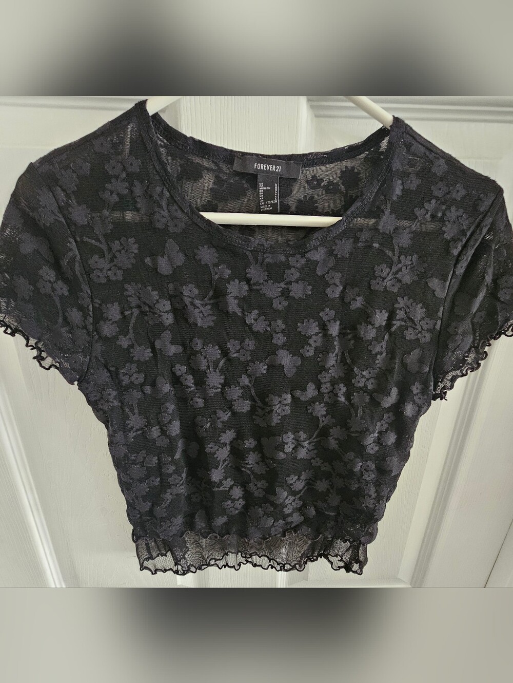 Forever 21 Black Floral Lace Tee